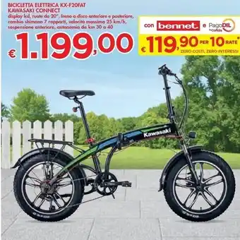 Kawasaki connect bicicletta elettrica kx-f20fat