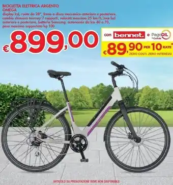 Bennet Bicicletta elettrica argento omega offerta