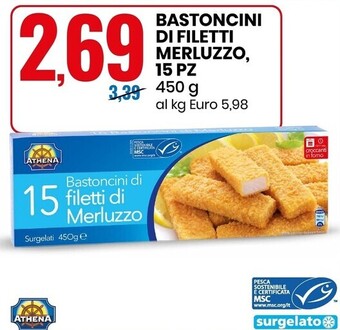 Eurospin Athena bastoncini di filetti merluzzo, 15 pz offerta