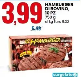 Eurospin Hamburger di bovino, 10 pz offerta