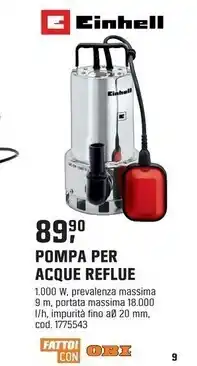 OBI Einhell pompa per acque reflue offerta