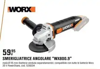 OBI Worx - smerigliatrice angolare “wx800.9” offerta