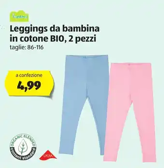 ALDI Impidimpi Leggings da bambina in cotone BIO, 2 pezzi offerta