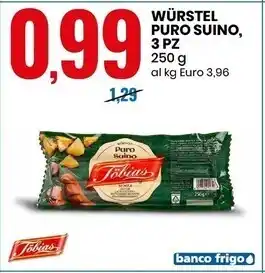 Eurospin Tobias würstel puro suino,3 pz offerta
