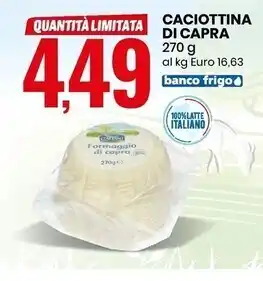 Eurospin Pascoli italiani caciottina di capra offerta