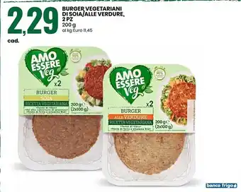 Eurospin Amo essere veg burger vegetariani di soia/alle verdure, 2 pz offerta