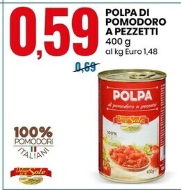 Eurospin Delizie dal sole polpa di pomodoro a pezzetti offerta
