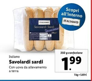 Lidl Italiamo savoiardi sardi offerta