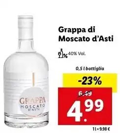 Lidl Grappa di moscato d'asti offerta