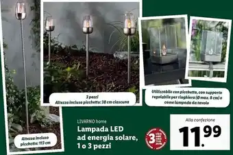 Lidl Livarno home lampada led ad energia solare,1 o 3 pezzi offerta