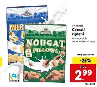 Lidl Crownfield cereali ripieni offerta