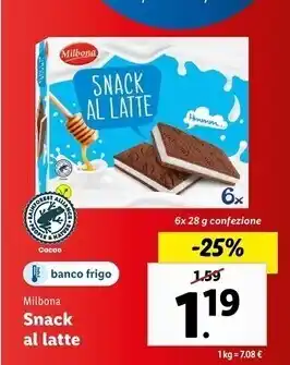Lidl Milbona snack al latte offerta