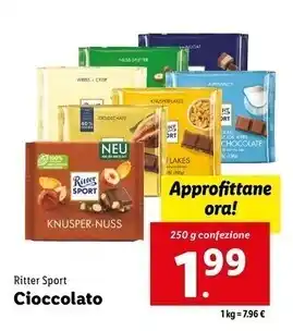 Lidl Ritter sport cioccolato offerta