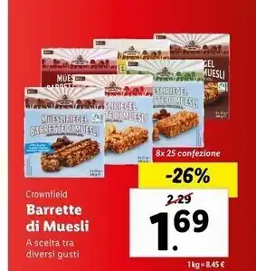 Lidl Crownfield barrette di muesli offerta