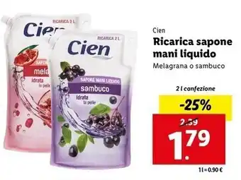 Lidl Cien ricarica sapone mani liquido offerta