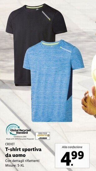 Lidl Crivit t - shirt sportiva da uomo offerta