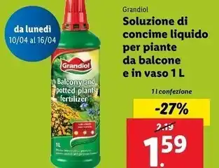 Lidl Grandiol - soluzione di concime liquido per piante da balcone e in vaso 1 l offerta