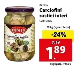 Lidl Baresa carciofini rustici interi offerta