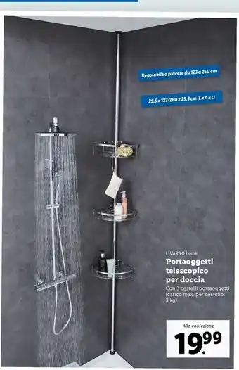 Lidl Livarno home portaoggetti telescopico per doccia offerta