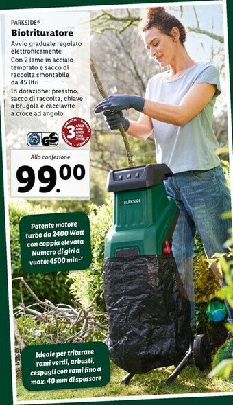 Lidl Parkside biotrituratore offerta