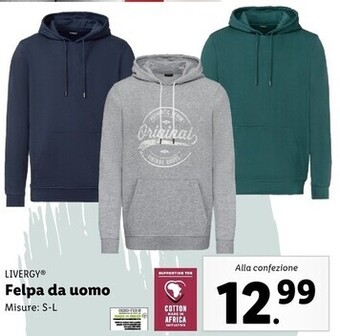 Lidl Livergy felpa da uomo offerta