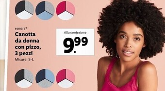 Lidl Esmara canotta da donna con pizzo,3 pezzi offerta