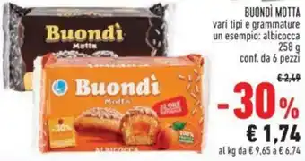Conad Motta Buondì Albicocca 258 g conf. da 6 pezzi offerta