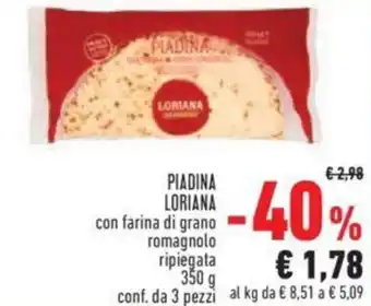 Conad Loriana Piadina 350 g conf. da 3 pezzi offerta