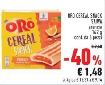 Conad Saiwa Oro Cereal Snack Arancia 162 g conf. da 6 pezzi offerta