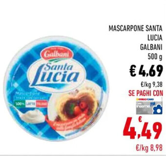 Conad Galbani Santa Lucia Mascarpone 500 g offerta