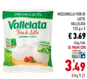 Conad Vallelata Mozzarella fior di latte 125 g x 3 offerta