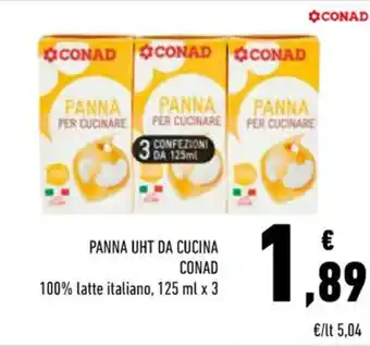 Conad Conad Panna Uht da cucina 125 ml x 3 offerta