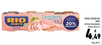 Conad Rio mare Tonno Leggero 60 g x 4 offerta