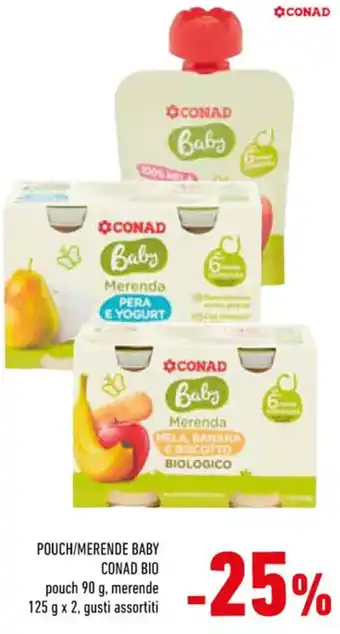 Conad Conad Baby Bio Pouch/Merende 90 g, 125 g x 2 offerta