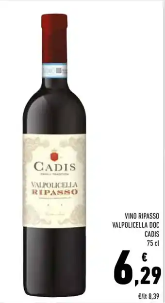 Conad Cadis Vino Ripasso Valpolicella Doc 75 cl offerta