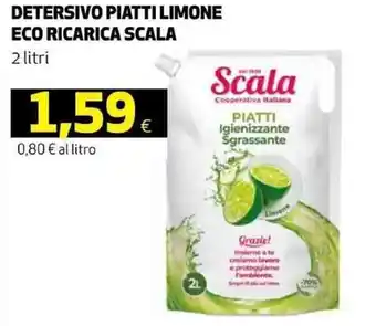 Coop Scala Detersivo piatti limone eco ricarica 2 litri offerta