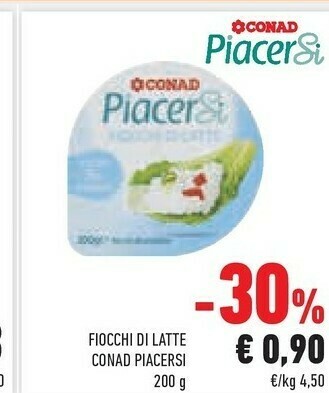 Conad Superstore Conad - Piacersi Fiocchi Di Latte 3% Grassi 200 G(ml) offerta