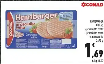 Conad Conad Prosciutto Cotto E Mozzarella 75g offerta