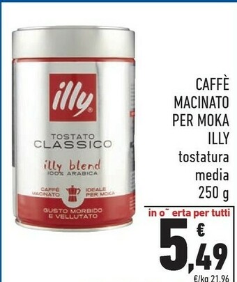 Conad Illy Moka Caffè Macinato Per Moka 250 G(ml) offerta