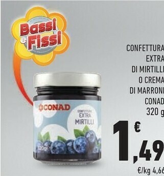 Conad Conad - Mirtilli Confettura Extra 320 G(ml) offerta