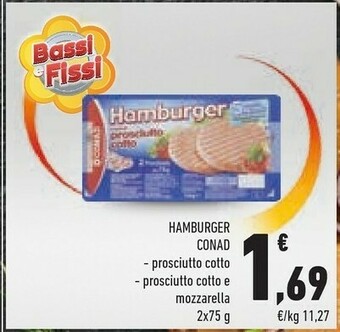 Conad Conad - Hamburger A Base Di Prosciutto Cotto E Mozzarella 150 G(ml) offerta
