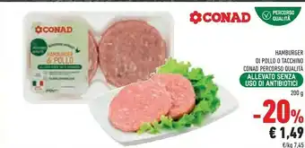 Conad Hamburger Di Pollo E Tacchino 200g