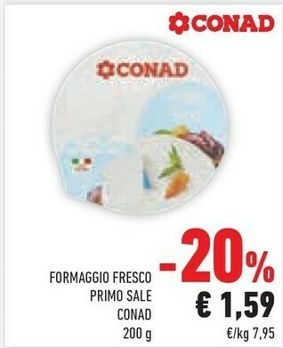 Conad Conad - Formaggio Fresco Primo Sale 200 G(ml) offerta