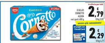 Conad Algida Cornetto Classico Formato Speciale 480 G(ml) offerta