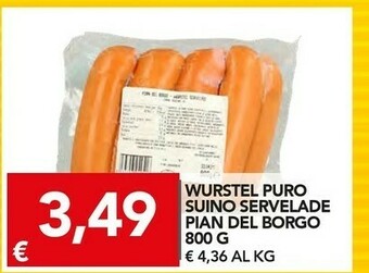 Pian Del Borgo Wurstel Puro Suino Servelade