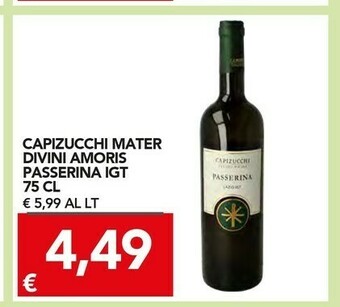 TuoDi Capizucchi Mater Divini Amoris Passerina IGT 750 Ml offerta