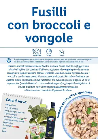 Lidl Fusilli con broccoli e vongole offerta