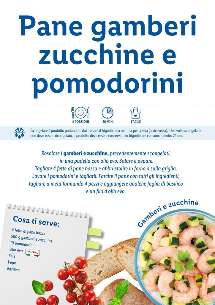 Pane gamberi zucchine e pomodorini offerta di Lidl