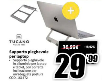 MediaWorld Tucano Supporto pieghevole per laptop offerta