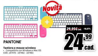 MediaWorld Pantone Tastiera e mouse wireless offerta